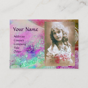 Carte De Visite VAGUES MONOGRAM MODÈLE PHOTO rose violet bleu