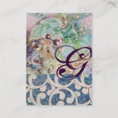 Carte De Visite VAGUES MONOGRAM MODÈLE PHOTO, vibrante, bleu rose (Dos)