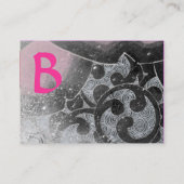 Carte De Visite VAGUES MONOGRAM rose noir et blanc gris (Dos)