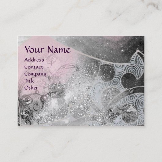 Carte De Visite VAGUES MONOGRAM rose noir et blanc gris (Devant)