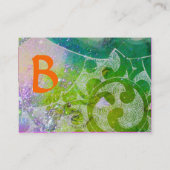 Carte De Visite VAGUES Monogramme rubis, jaune vif vert rouge oran (Dos)