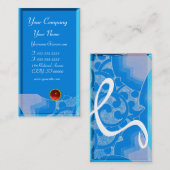 Carte De Visite VAGUES MONOGRAMME RUBY, bleu blanc rouge noir (Devant / Derrière)