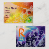 Carte De Visite VAGUES MONOGRAMME RUBY, bleu brun clair (Devant / Derrière)