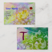 Carte De Visite VAGUES MONOGRAMME RUBY, vert clair bleu rose (Devant / Derrière)