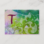 Carte De Visite VAGUES MONOGRAMME RUBY, vert clair bleu rose (Dos)