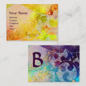 Carte De Visite VAGUES MONOGRAMME RUBY, violet jaune vif (Devant / Derrière)