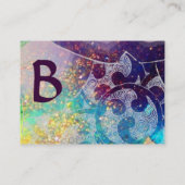 Carte De Visite VAGUES MONOGRAMME RUBY, violet jaune vif (Dos)