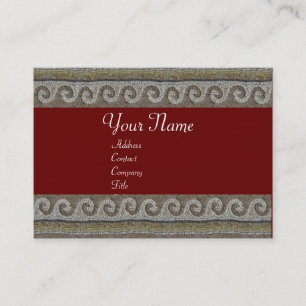 Carte De Visite VAGUES MOSAÏQUES, gris clair, rouge