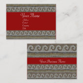 Carte De Visite VAGUES MOSAÏQUES, gris clair, rouge (Devant / Derrière)