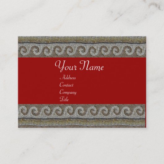 Carte De Visite VAGUES MOSAÏQUES, gris clair, rouge (Devant)