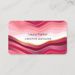 Carte De Visite Vagues océaniques courbes dorées minimales rose mo