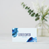 Carte De Visite Vagues océaniques modernes Bleu Brush Aquarelle (Debout devant)