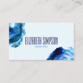Carte De Visite Vagues océaniques modernes Bleu Brush Aquarelle (Devant)