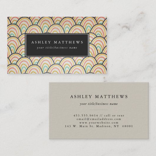 Carte De Visite Vagues rétro (Devant / Derrière)