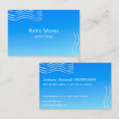 Carte De Visite Vagues rétro -Carte de visite dégradé bleu (Devant / Derrière)