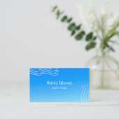 Carte De Visite Vagues Rétro -dégradé bleu (Debout devant)
