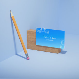 Carte De Visite Vagues Rétro -dégradé bleu