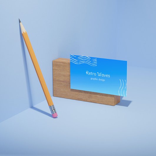 Carte De Visite Vagues Rétro -dégradé bleu