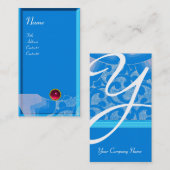 Carte De Visite VAGUES RUBY MONOGRAM, rose rouge bleu blanc (Devant / Derrière)