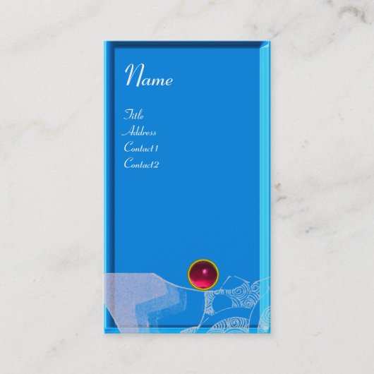 Carte De Visite VAGUES RUBY MONOGRAM, rose rouge bleu blanc (Devant)