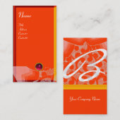 Carte De Visite VAGUES RUBY MONOGRAM, rose rouge jaune orange blan (Devant / Derrière)