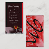 Carte De Visite VAGUES RUBY MONOGRAM, rose rouge noir (Devant / Derrière)