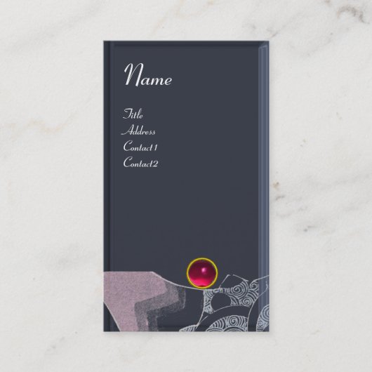 Carte De Visite VAGUES RUBY MONOGRAM, rose rouge noir gris (Devant)