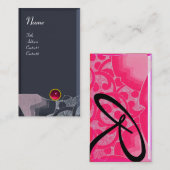 Carte De Visite VAGUES RUBY MONOGRAM, rose rouge noir gris (Devant / Derrière)