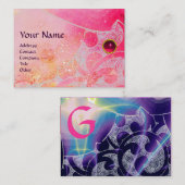 Carte De Visite VAGUES RUBY MONOGRAM, rose vif rouge violet bleu (Devant / Derrière)