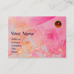 Carte De Visite VAGUES RUBY MONOGRAM, rose vif rouge violet bleu