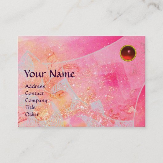 Carte De Visite VAGUES RUBY MONOGRAM, rose vif rouge violet bleu (Devant)