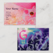 Carte De Visite VAGUES RUBY MONOGRAM, rose vif rouge violet bleu (Devant / Derrière)
