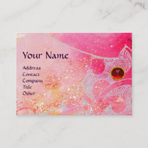 Carte De Visite VAGUES RUBY MONOGRAM, rose vif rouge violet bleu
