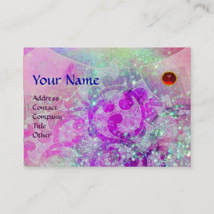 Carte De Visite VAGUES RUBY MONOGRAM, violet clair vert bleu rose