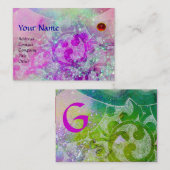Carte De Visite VAGUES RUBY MONOGRAM, violet clair vert bleu rose (Devant / Derrière)