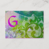 Carte De Visite VAGUES RUBY MONOGRAM, violet clair vert bleu rose (Dos)