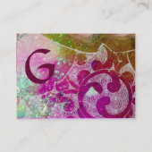 Carte De Visite VAGUES RUBY MONOGRAM, violet clair vert bleu rose (Dos)