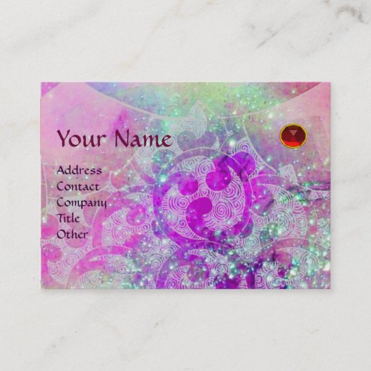 Carte De Visite VAGUES RUBY MONOGRAM, violet clair vert bleu rose (Devant)