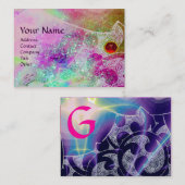 Carte De Visite VAGUES RUBY MONOGRAM, violet clair vert bleu rose (Devant / Derrière)