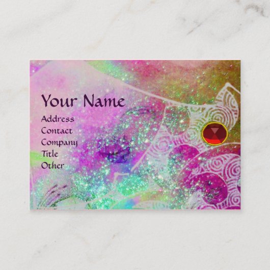 Carte De Visite VAGUES RUBY MONOGRAM, violet clair vert bleu rose (Devant)