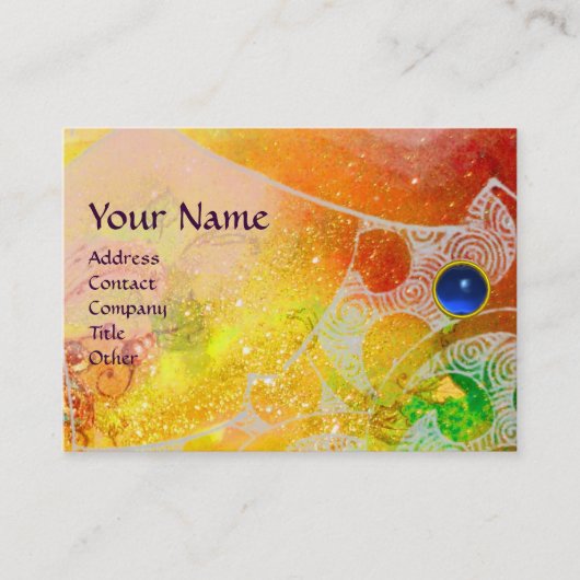 Carte De Visite VAGUES SAPPHIRE MONOGRAM, jaune vif bleu (Devant)