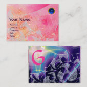 Carte De Visite VAGUES SAPPHIRE MONOGRAM, rose vif rouge vert (Devant / Derrière)