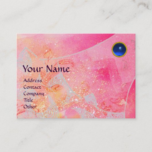 Carte De Visite VAGUES SAPPHIRE MONOGRAM, rose vif rouge vert (Devant)