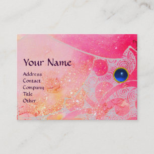 Carte De Visite VAGUES SAPPHIRE MONOGRAMME, rose rouge violet vif