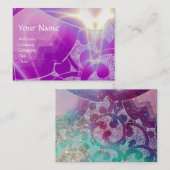 Carte De Visite VAGUES, tourbillons violets bleus vifs (Devant / Derrière)