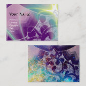Carte De Visite VAGUES, tourbillons violets bleus vifs (Devant / Derrière)