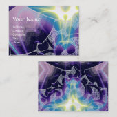 Carte De Visite VAGUES, tourbillons violets bleus vifs (Devant / Derrière)