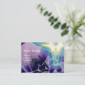 Carte De Visite VAGUES, tourbillons violets bleus vifs (Debout devant)