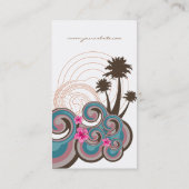 Carte De Visite Vagues tropicales Hibiscus roses chauds Plage Palm (Dos)