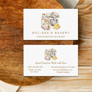 Carte De Visite Vainilla Floral Bakery Mixer ingrédients de Cuisin
